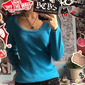 Bright blue knit sweater